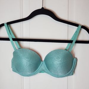 Victoria Secret padded Bra Light Blue glitter 34B